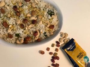 Biryani mit Cashewnüssen und Rosinen