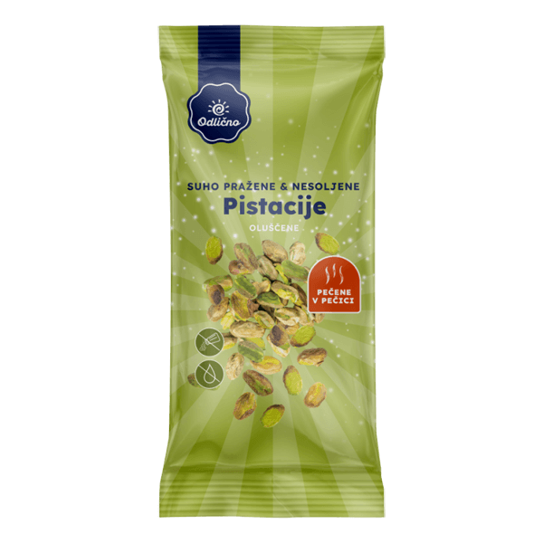 Pistacije, suho pražene in nesoljene Odlično 80 g